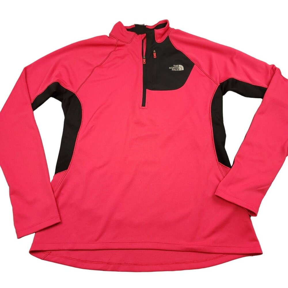 The North Face Womens L Pink Black Momentum Jacket A5TW‎ FlashDry Thumb Holes